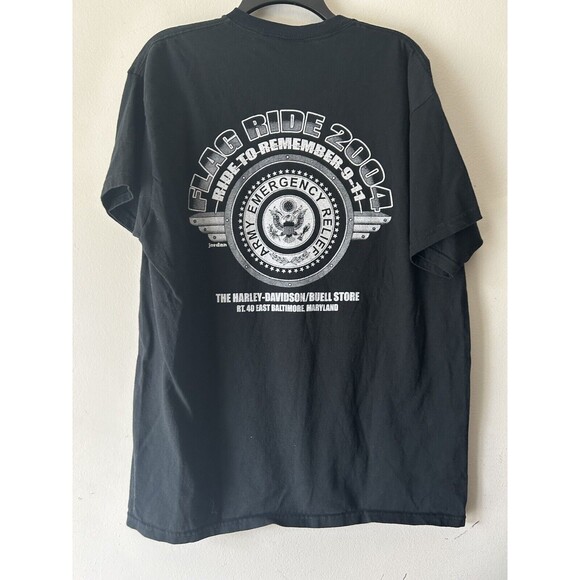 Harley-Davidson Other - Vintage 2004 Harley Partnered Flag Motorcycle Bike Ride T-Shirt Men’s Size XL